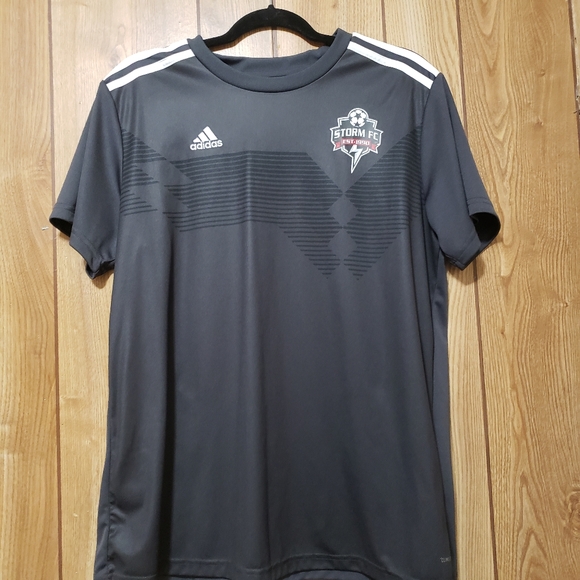 adidas Tops - Adidas gray climalite tee Storm FC size XL ladies soccer tee stripe design.